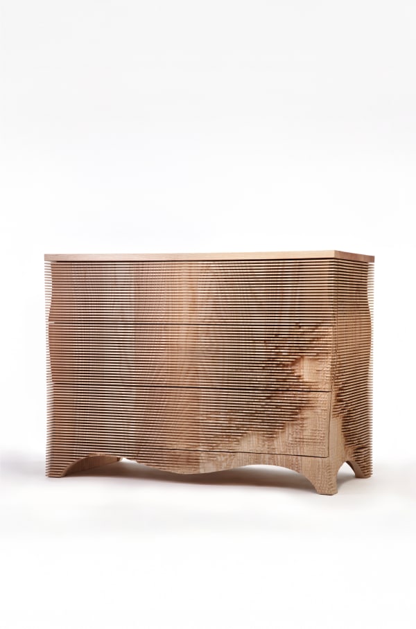 Gareth Neal George Chest of Drawers, 2013 Acquired by Victoria & Albert Museum, 2013 Ash, CNC cut & hand carved 81 H x 109 W x 51 D cm 32 H x 43 W x 20 In