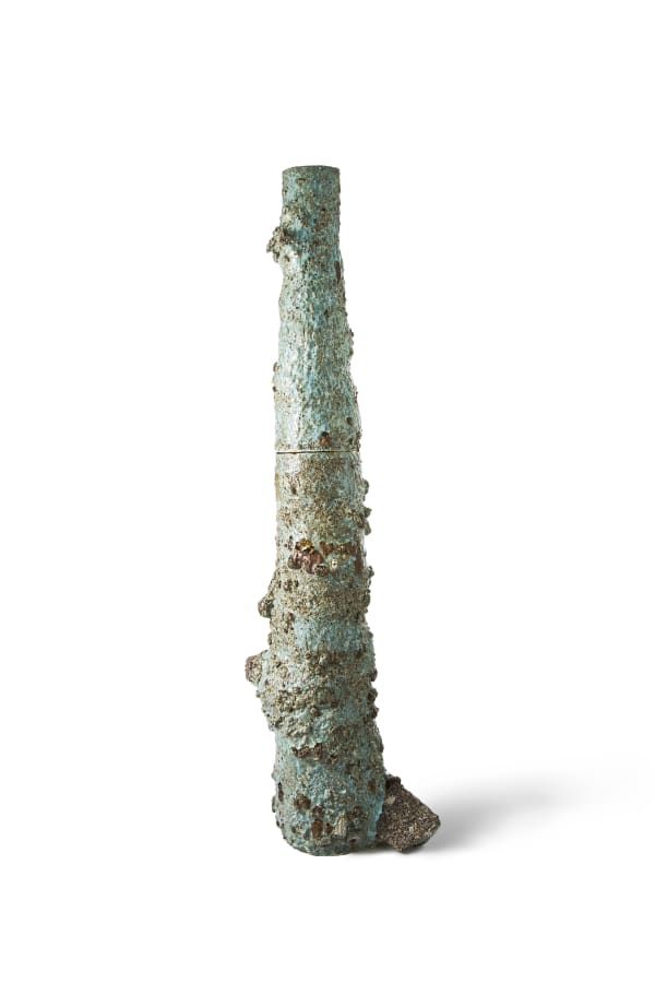 Aneta Regel Volcanic Rock blue /grey , 2024 146 H x 30 dia cm 57.4 H x 11.8 cm