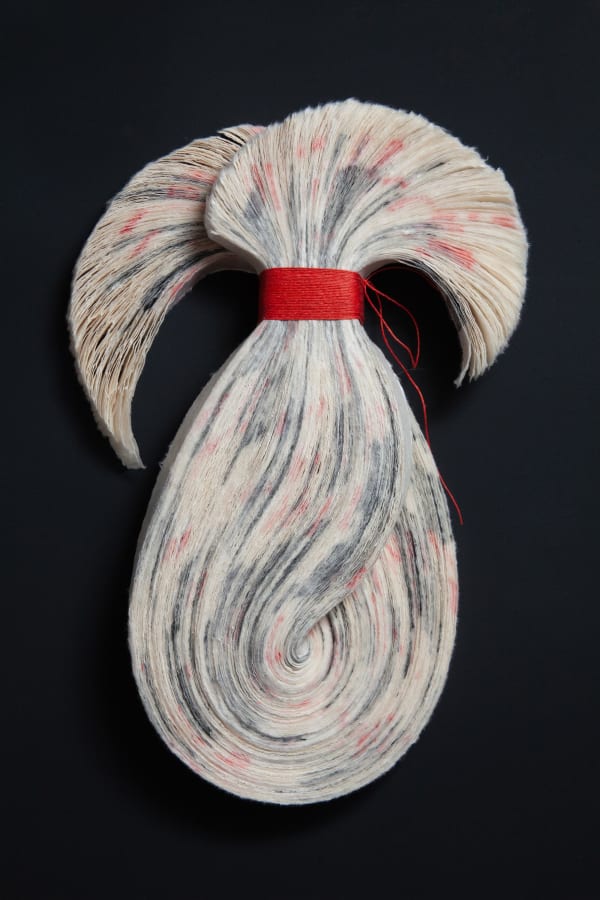 Alida Kuzemczak-Sayer Swell, 2023 Graphite and crayon rubbings of letterpress type on Himalayan mulberry paper, linen thread, adhesive. Mounted on hand-finished backboard. Unframed. 38.5 H x 26.5 W x 4.5 D cm 15.2 H 10.4 W x 1.8 D in