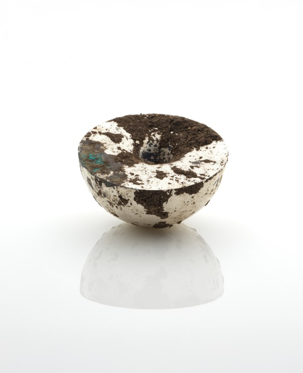 Adi Toch Shrouded 4 months , 2024 Silver plated, soil 13 H x 7 W cm 5.1 H x 2.8 W in