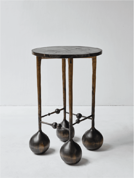 Julian Watts Tall Ball Table, 2025 Oxidized maple 89 H x 61 W x 61 D cm 35 H x 24 W x 24 D in