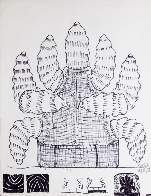 Oseloka Osadebe, Untitled, (Cactus), Uli Sketch, 1968