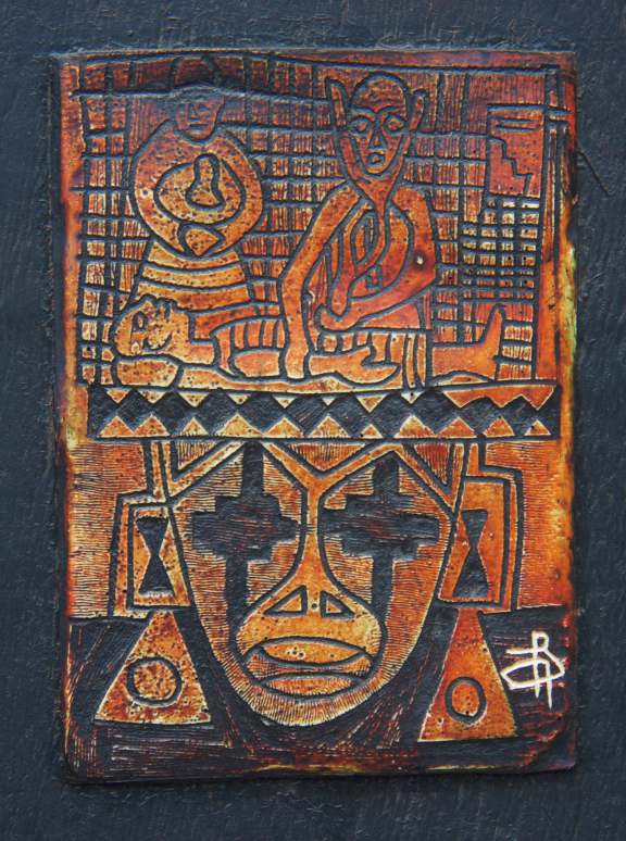 Bruce Onobrakpeya, Dockto Vi'nusi (Doctor & Nurse), 1991