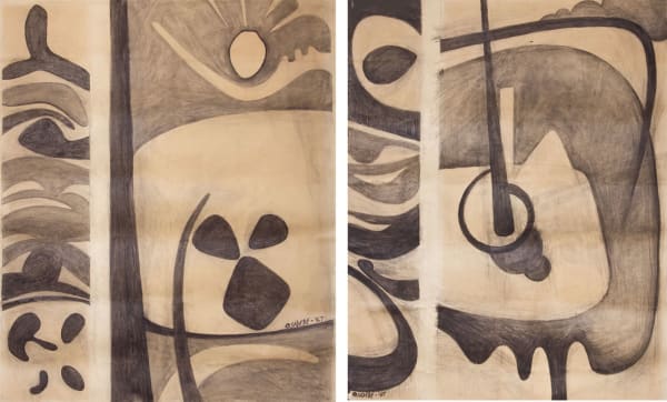 Oseloka Osadebe, Iba (seat of family head & gathering place of family) Diptych, 1967