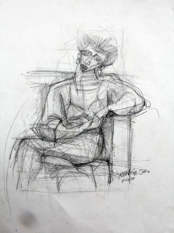Gbenga Offo, Seated Lady , 2015
