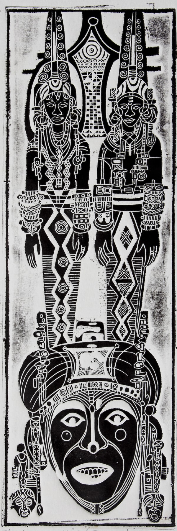 Bruce Onobrakpeya, I love my wives, (Eyame Jevwe) - Ebony series II, 1988