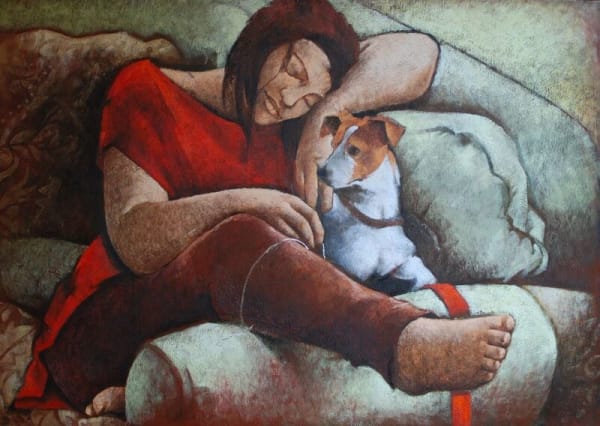 Polly Alakija, Rita with a jack Russell, 2011