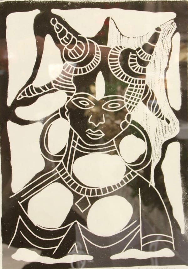 Bruce Onobrakpeya, Woman with Plaited Hair, 1990