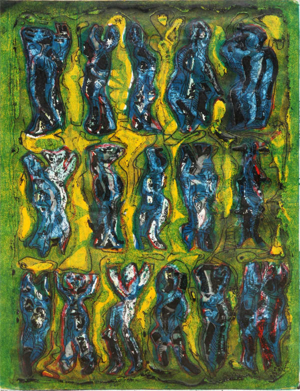 Bruce Onobrakpeya, DANCE OF THE BLUE SHADOW , 2008