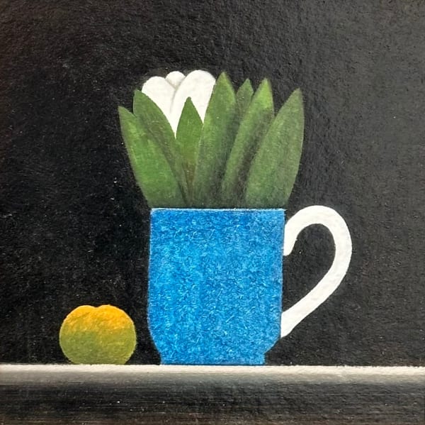 Martin Leman, White Flower in Blue Cup, 2025