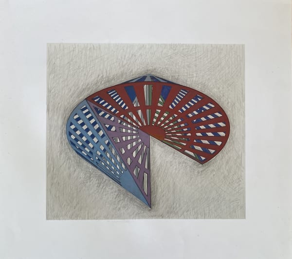 Eilis O'Connell RHA Quarter Drop Cone structure ink & coloured pencil on paper 30 x 30 cm