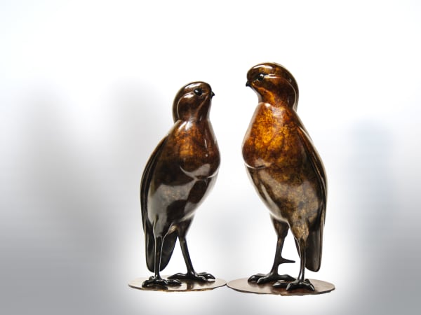 Vadim Tuzov Man & Wife (Quails) bronze, edition of 3 35 x 16 x 16cm (large), 30 x 14 x 14cm (small)
