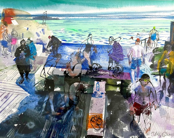 John Short Winter Bathers, Forty Foot, Sandycove, County Dublin watercolour and inks on paper 46 x 61cm