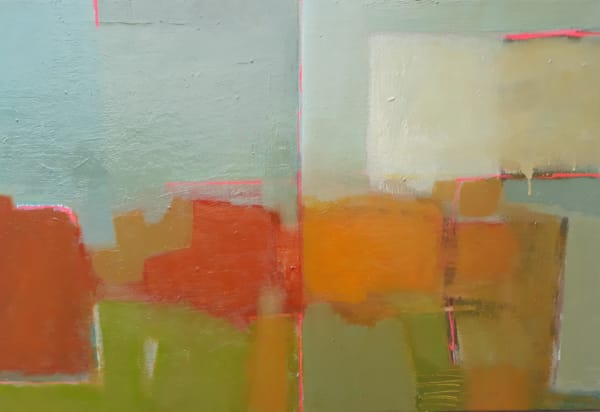 Julie Cusack Wishful Orange oil & acrylic on canvas 50 x 75cm