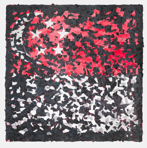 Piers Bourke, Sandpaper Singapore Flag , 2023