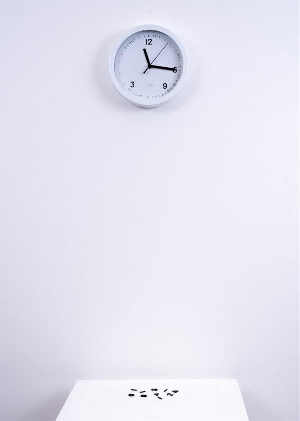 Cildo Meireles Fontes, 1992-2016 relógio e algarismos de PVC Caixa 8 x 34 x 29 cm