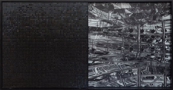 Ana Maria Tavares Calypso. Desviante Double_Noite R, da série Hieróglifos Sociais, 2011 perfil de alumínio, painel de alumínio composto, aço inox colorido e prata, impressão digital, pintura eletrostática 152 x 283 x 18 cm