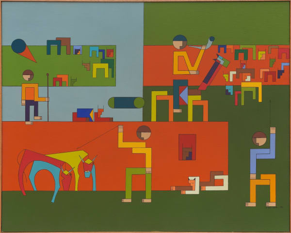 Dioníosio Del Santo Bovino Cultura, 1983 acrílica sobre tela 65 x 81 cm