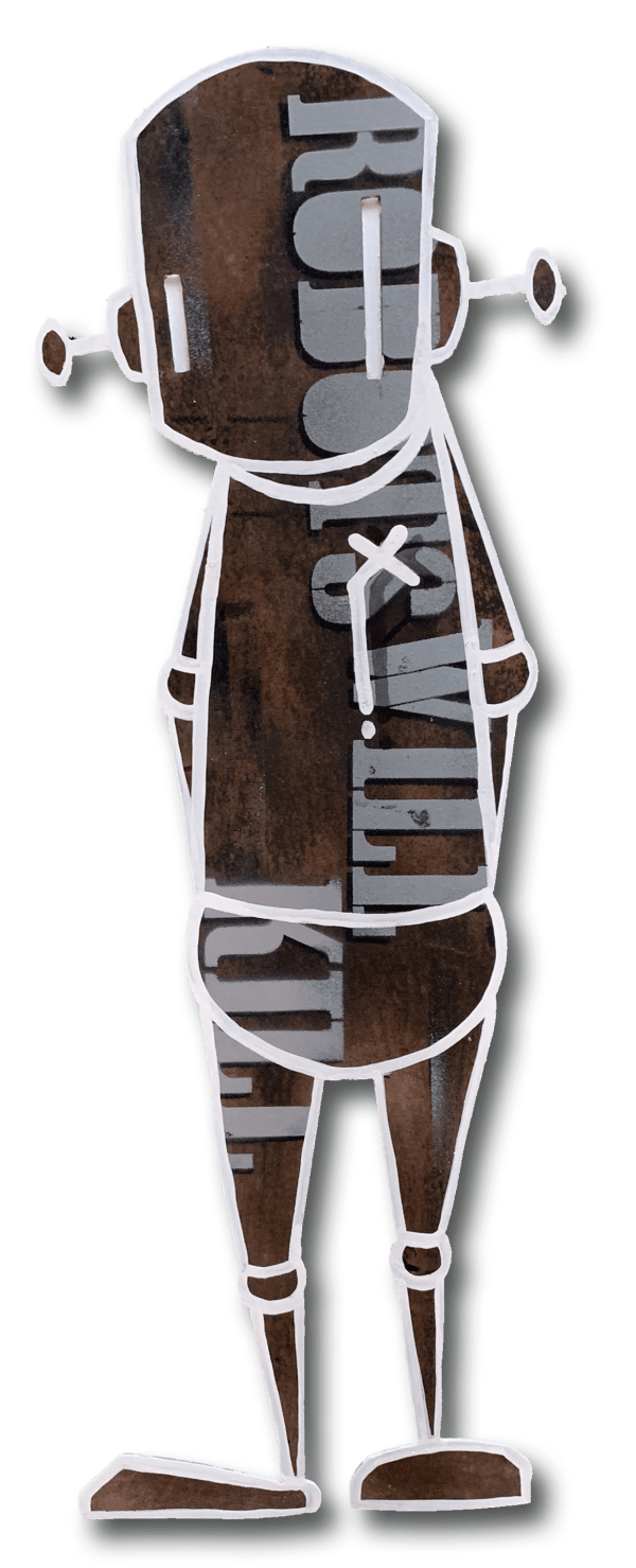 ChrisRWK Rust Wont Keep #1, 2023 mixed media on cut and patinated steel 25 x 10 in 63.5 x 25.4 cm