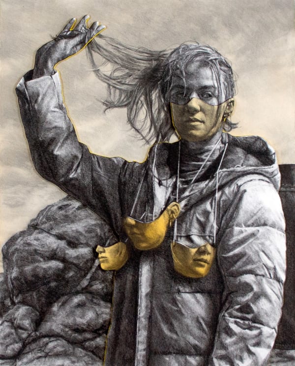 James Thistlethwaite Majora, 2023 charcoal and acrylic on paper mounted to wood panel 20 x 16 in 50.8 x 40.6 cm