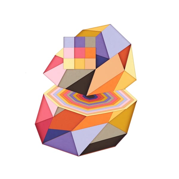 colorful geometric shapes made from layers of cut paper