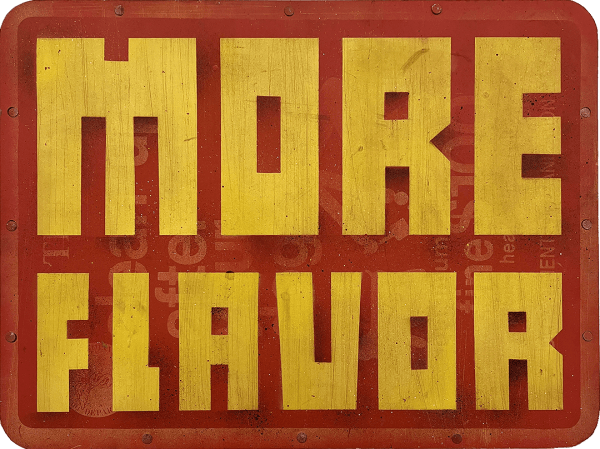 Skewville More Flavor, 2011 spray paint on street signed with wooden cradle 18 x 24 in 45.7 x 61 cm