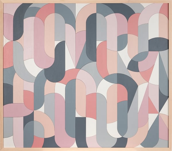 abstracted typography design in shades of blue and red