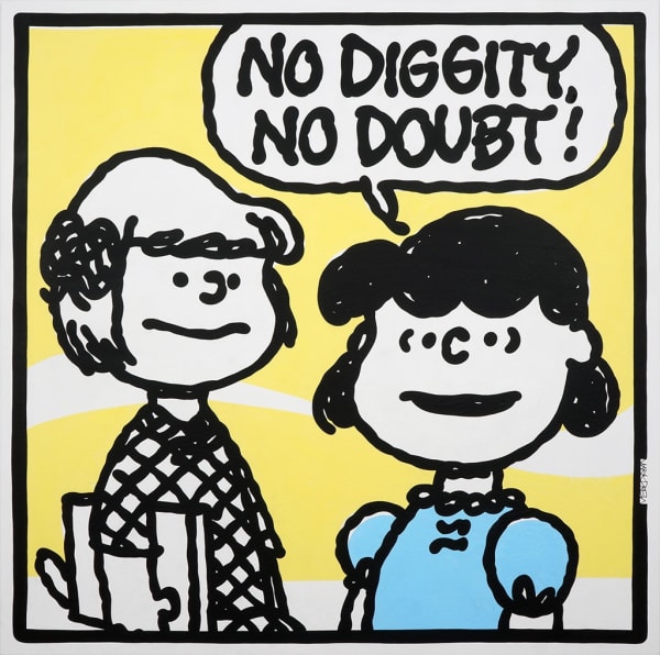 Mark Drew painting of Charlie Brown characters saying "Do Diggity, No Doubt"