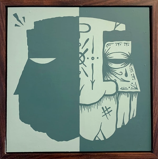 GATS Two Tone #4, 2025 acrylic on wood panel. Framed 9 7/8 x 9 7/8 x 2 in 25.1 x 25.1 x 5.1 cm