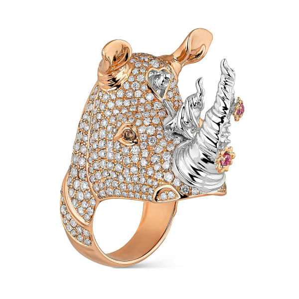 Dulk gold rhinoceros ring