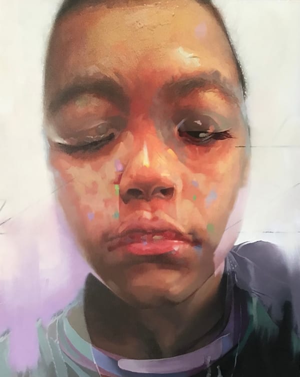 closeup of a child's face with closed eyes