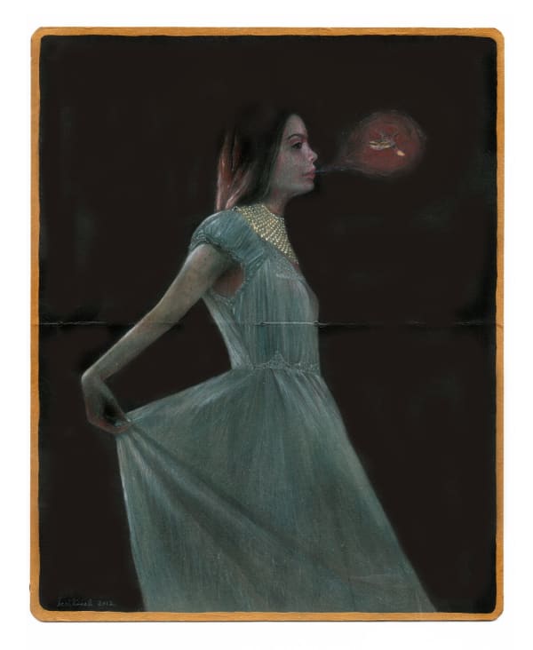 Bec Winnel Secret colored pencil and acrylic on Moleskine 10.25 x 8.25 in. 26.03 x 20.95 cm Framed: 14.75 x 12.75 in. 37.46 x 32.38 cm