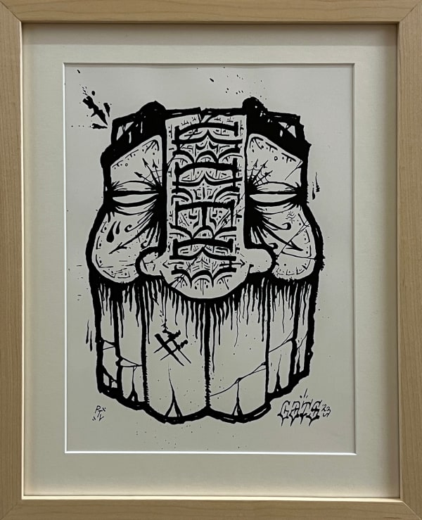 ink drawing of the GATS mask