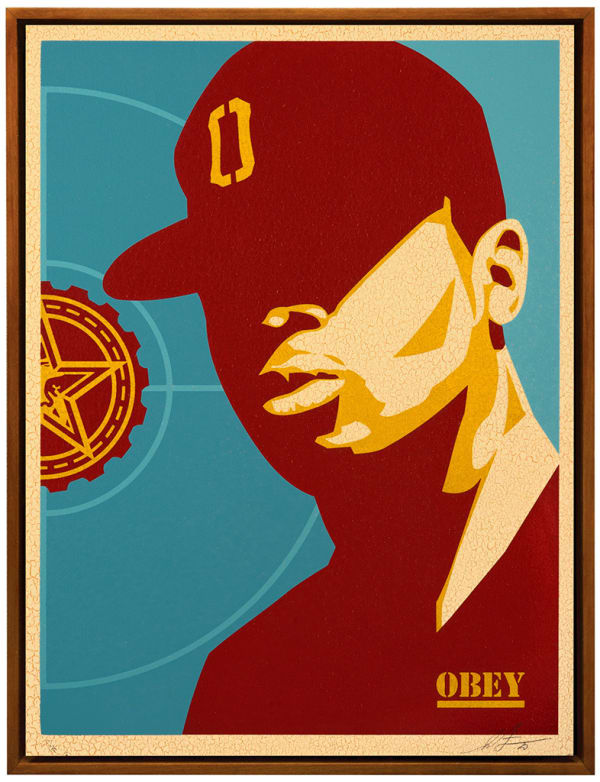 immage of a man with a hat covering his eyes on a blue background