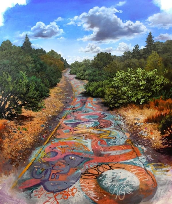 Jessica Hess painting of graffiti covered road
