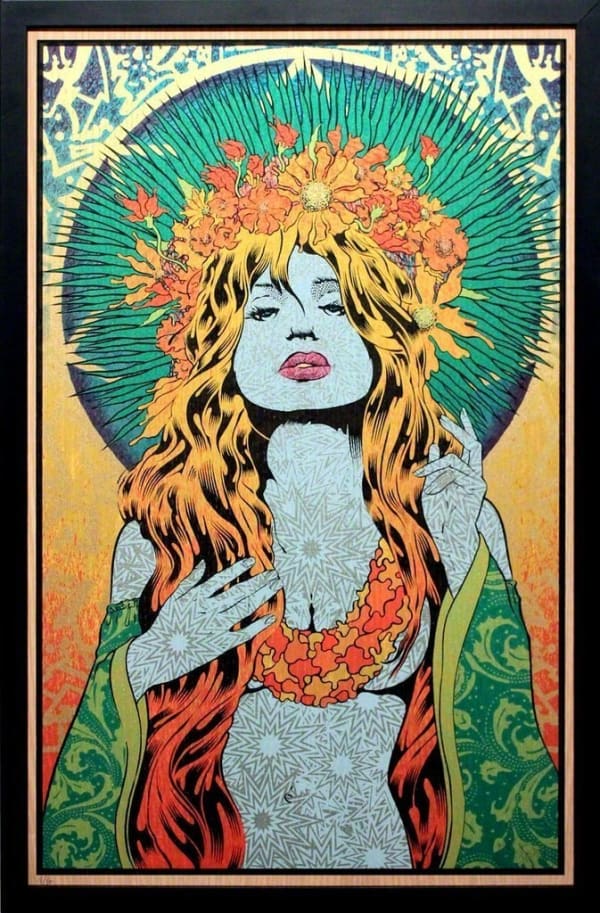 Chuck Sperry "Semele" 7 color screen print on white oak panel