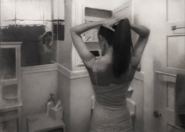 drawing of a woman fixing her hair