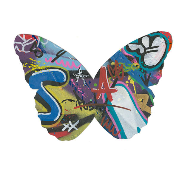 Martin Whatson Butterfly #14, 2022 mixed media on cut paper. Framed 13 x 14 in 33 x 35.6 cm