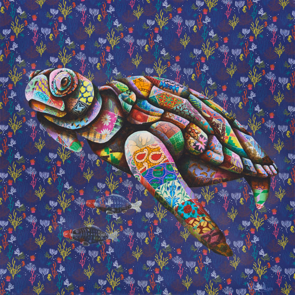 painting of a sea turtle by Louis "Masai" Michel