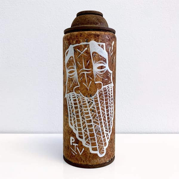 GATS Strange Consequences, 2025 enamel on spraypaint can 12 x 4 1/2 x 3 3/4 in 30.5 x 11.4 x 9.5 cm