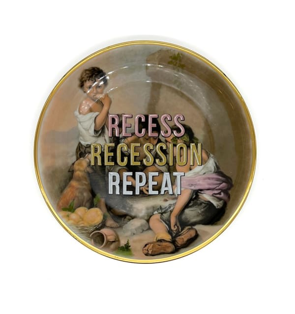 ceramic plates with words painted on them