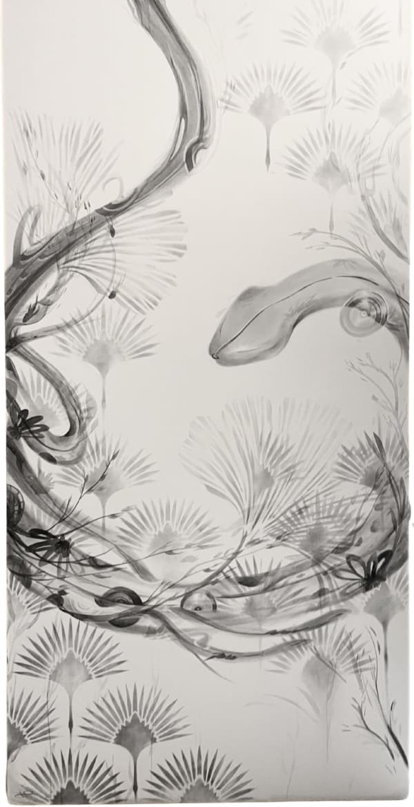 JP Neang black and white drawing of snake