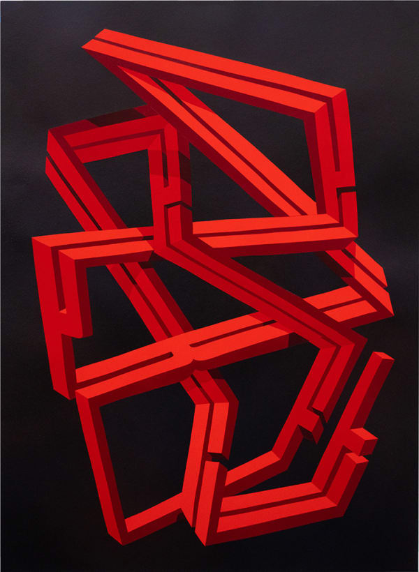 Pref spray painting, red on black background