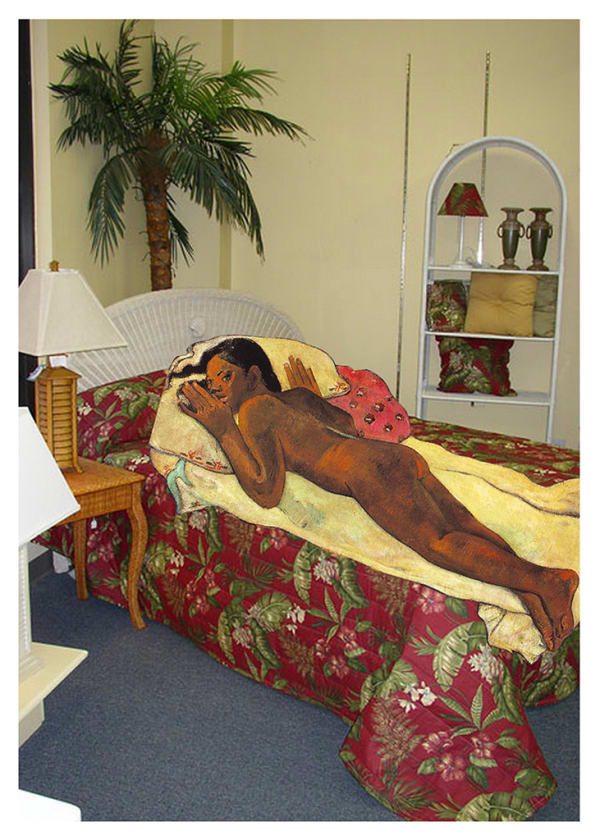 Joiri Minaya, Sex tourist and white local predator painting in art History #2 (After Gauguin #2), 2015