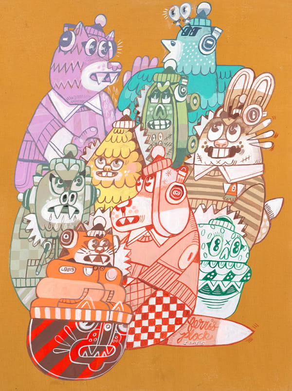 Ferris Plock Familiar Characters, 2025 acrylic on panel 16 x 12 in 40.6 x 30.5 cm