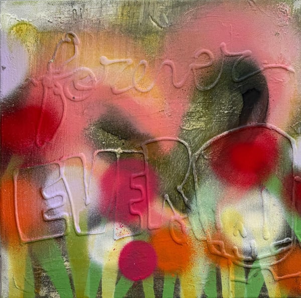 multicolor spray painted background with the words "forever EVER" outlined