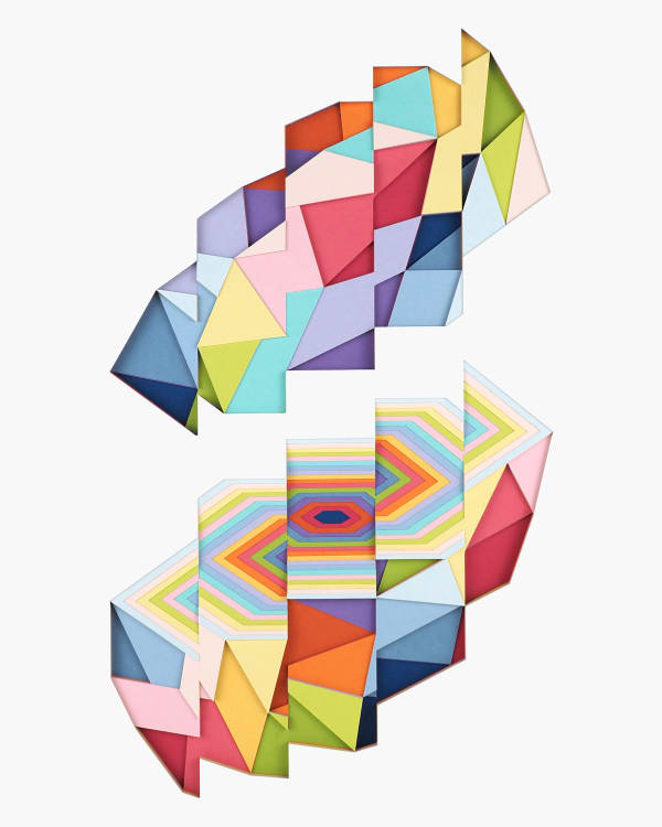 complex geometric patterns made from colorful shapes