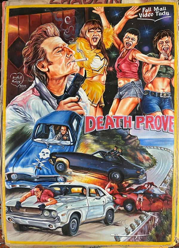 Deadly Prey (Bright Obeng) Death Proof (Death Prove), 2021 oil and enamel on flour sack 61 x 43 in 154.9 x 109.2 cm