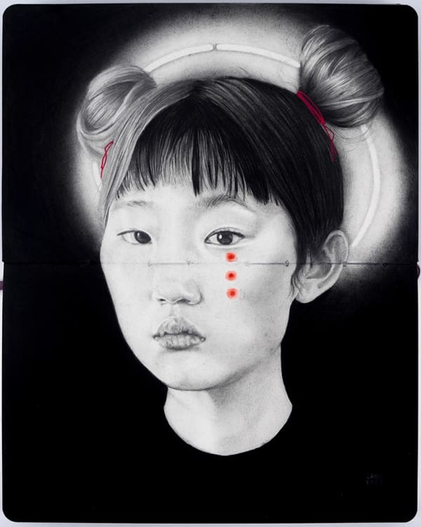 Lantomo Holy Neon, 2021 graphite, charcoal and watercolor on Moleskine. Framed Artwork: 10.25 x 8.25 in 14 1/2 x 12 1/2 in 36.8 x 31.8 cm