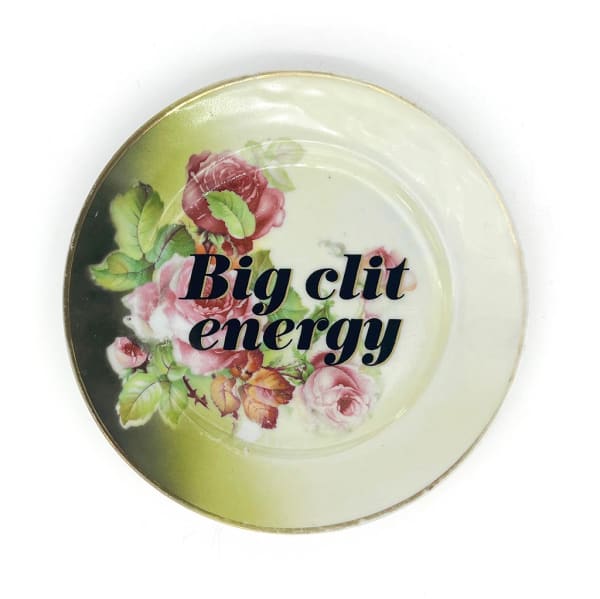 ceramic plates with words painted on them